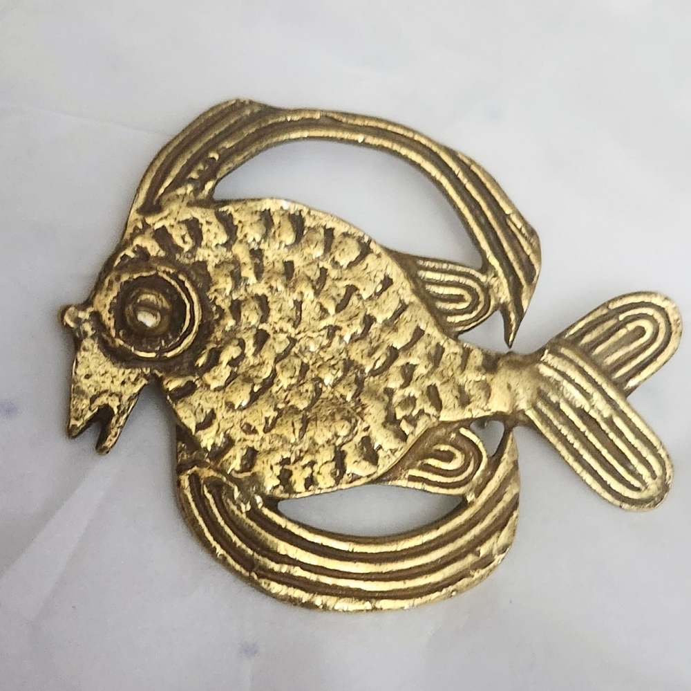 Vtg Alva Studios Modernist Fish Pin Brooch